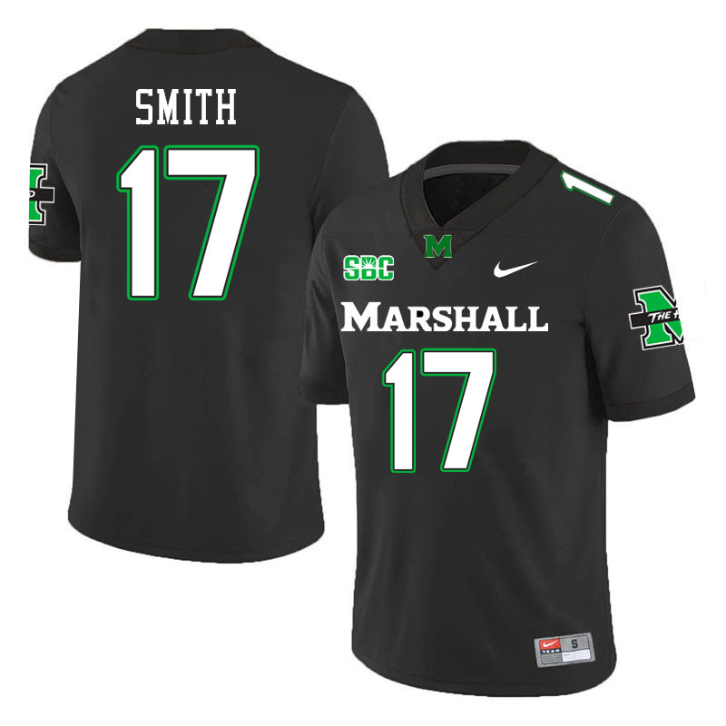 Marshall Thundering Herd #17 Daytione Smith College Football Jerseys Stitched-Black